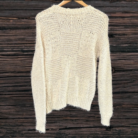 Mystree Cream Crew Neck Sweater with Textured Knit - Picture 2 of 4